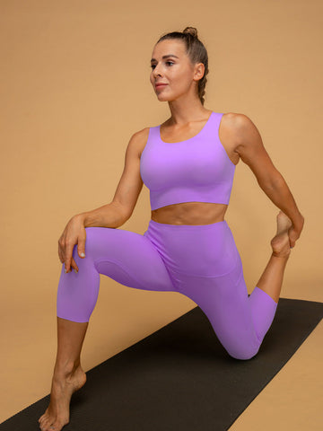 Compressive High Rise Cropped Leggings With Pockets Tank Set