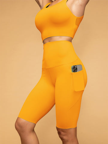 Mid Rise Pocketed Leggings Cropped Tank Set
