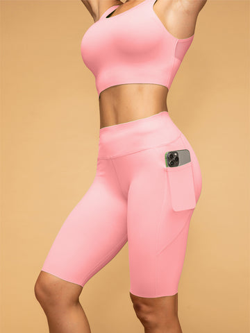 Low Rise Pocketed Leggings Cropped Tank Set
