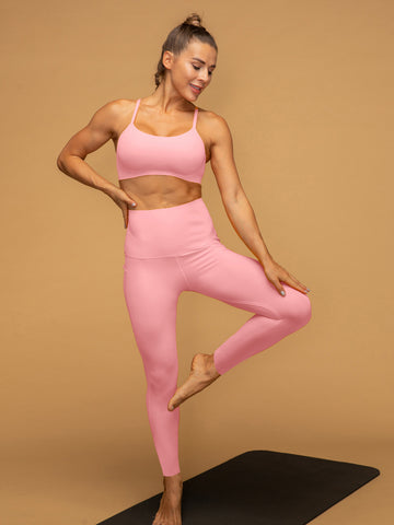 High Rise 7/8 Pocketed Leggings Thin Strap Top Sport Set