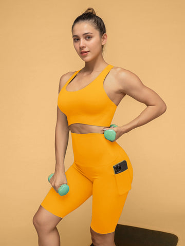 Buttery Soft Mid Rise Pocketed Shorts & Air Vent Top