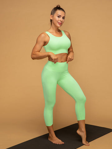 Low Waist Cropped Gym Leggings Tank Top Set