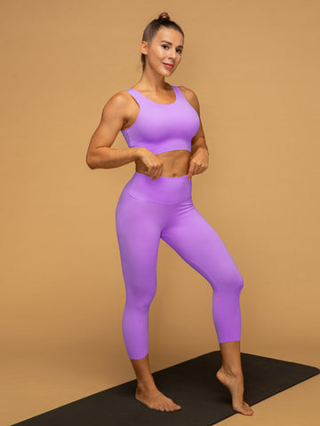Low Waist Cropped Gym Leggings Tank Top Set