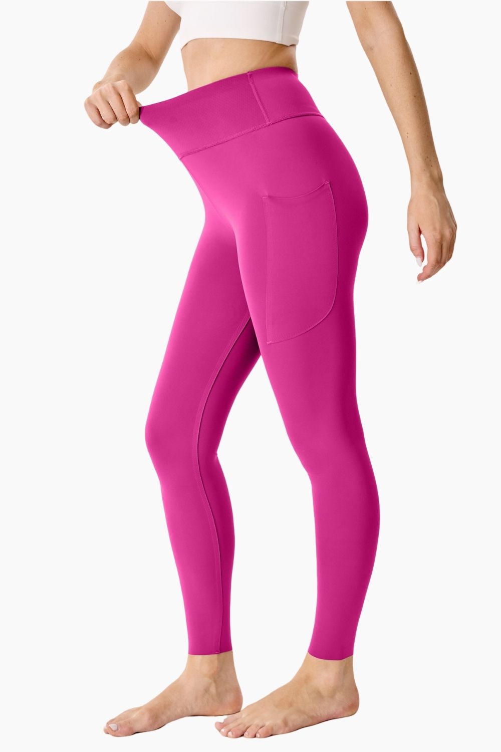 PINK-High-Waisted Seamless Yoga Leggings 28”