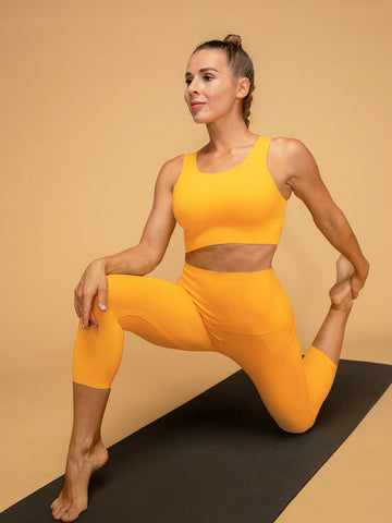 Compressive High Rise Cropped Leggings With Pockets Tank Set