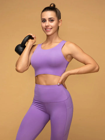 Cropped Tops Wide Racerback Seamless Workout Bra