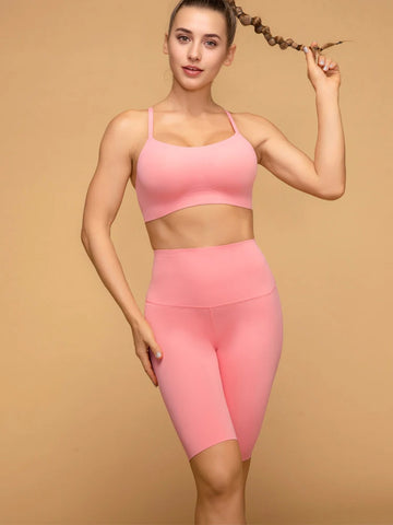 Thin Strap Bra & Mid Rise Short Leggings Running Set