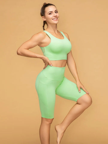 Mid Rise Pocketed Leggings Cropped Tank Set