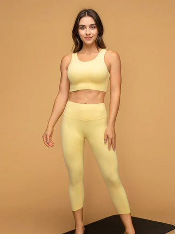 Low Waist Cropped Gym Leggings Tank Top Set