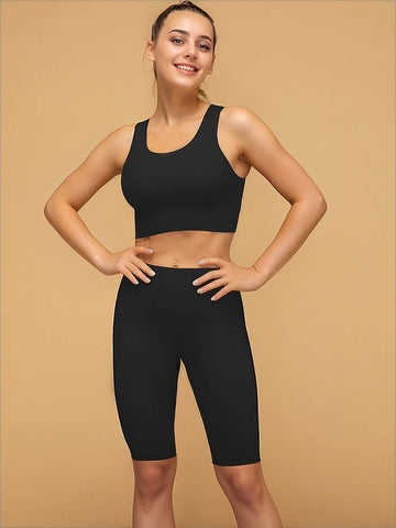 Low Rise Pocketed Leggings Cropped Tank Set