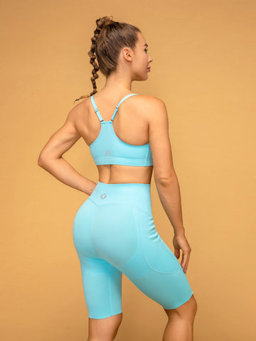 Thin Strap Bra & Short Leggings With Pockets Workout Set