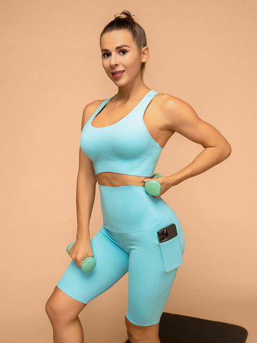 Buttery Soft Mid Rise Pocketed Shorts & Air Vent Top