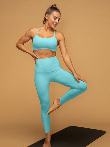 High Rise 7/8 Pocketed Leggings Thin Strap Top Sport Set