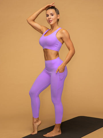 Low Rise 7/8 Pocketed Leggings Air Vent Tank Running Set