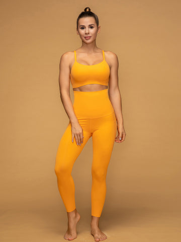 High Rise 7/8 Pocketed Leggings Thin Strap Top Sport Set