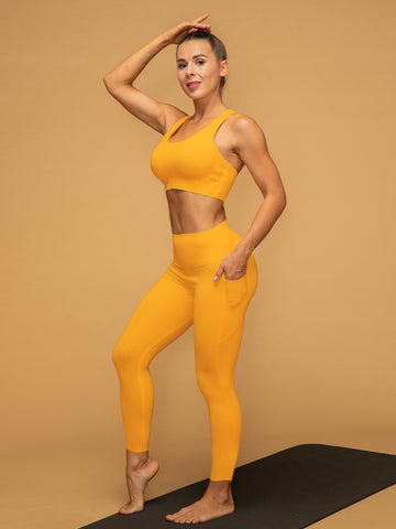 Low Rise 7/8 Pocketed Leggings Air Vent Tank Running Set